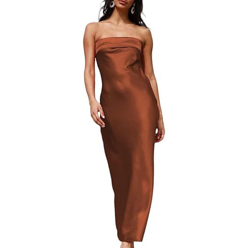 Satin Strapless Maxi Dress