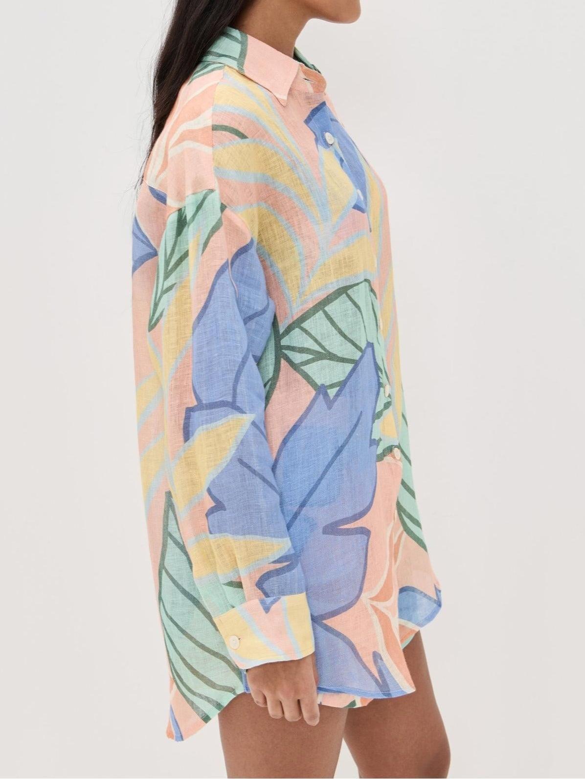 Playa Boyfriend Tropical Leaf Printed Short Set -yoostudio