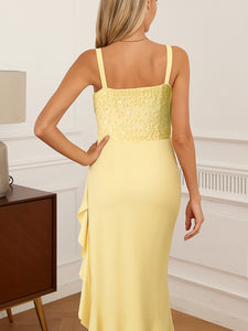 Elegant Party Dress With Sequined Straps and Slits
