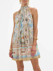 Tie neck mini dress