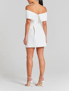 Elegant Evening Lapel Bandeau Removable Belt Pocketed Mini Dress