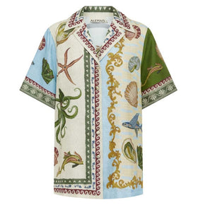 Unique Deep Sea Floral Print Loose Shirt