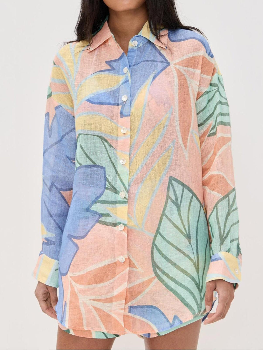 Playa Boyfriend Tropical Leaf Printed Short Set -yoostudio