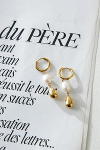 18k Gold Plated Golden Pearl Earrings Gold