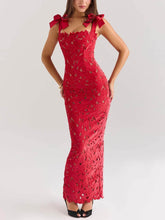 Load image into Gallery viewer, Elegant Bow Strap Festive Maxi Dress
