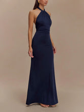 Load image into Gallery viewer, Slinky Halter Maxi Dress - Navy
