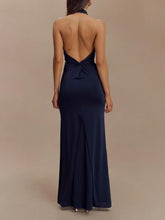 Load image into Gallery viewer, Slinky Halter Maxi Dress - Navy
