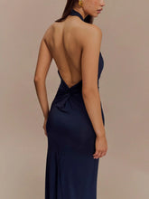 Load image into Gallery viewer, Slinky Halter Maxi Dress - Navy

