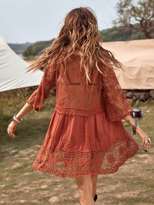 Loose Lace Beach Vacation Bikini Cover-Up Dress