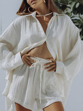 Load image into Gallery viewer, Cotton Blends Pockets Drawstring Shorts Set
