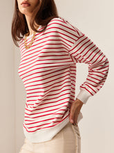 Load image into Gallery viewer, Contrast Trim Striped Sweatshirt
