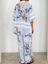 Load image into Gallery viewer, Powder Blue Floral Casual Loose Shirt and Trousers Set
