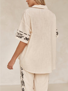 Cream Black Printed Shirt