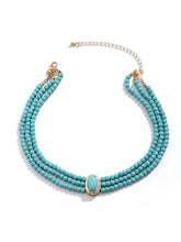 Load image into Gallery viewer, Short faux pearl and turquoise bead necklace
