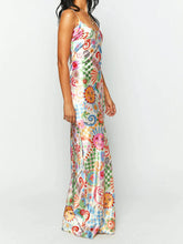 Load image into Gallery viewer, Multicolor Satin Summer Print Maxi Dress
