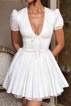 Load image into Gallery viewer, Stephanie Puff Sleeve Plunge Neck Mini Dress
