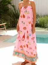 Load image into Gallery viewer, Strapless Bandeau Resort Print Maxi Dress
